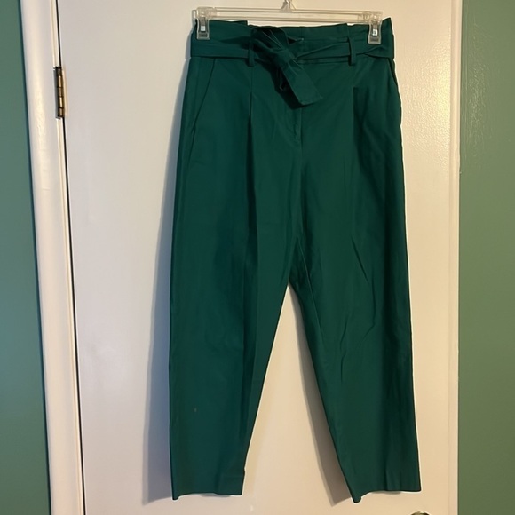 Ann Taylor Paperbag Pant Dark Green Tie Waist size 4 - Picture 2 of 6